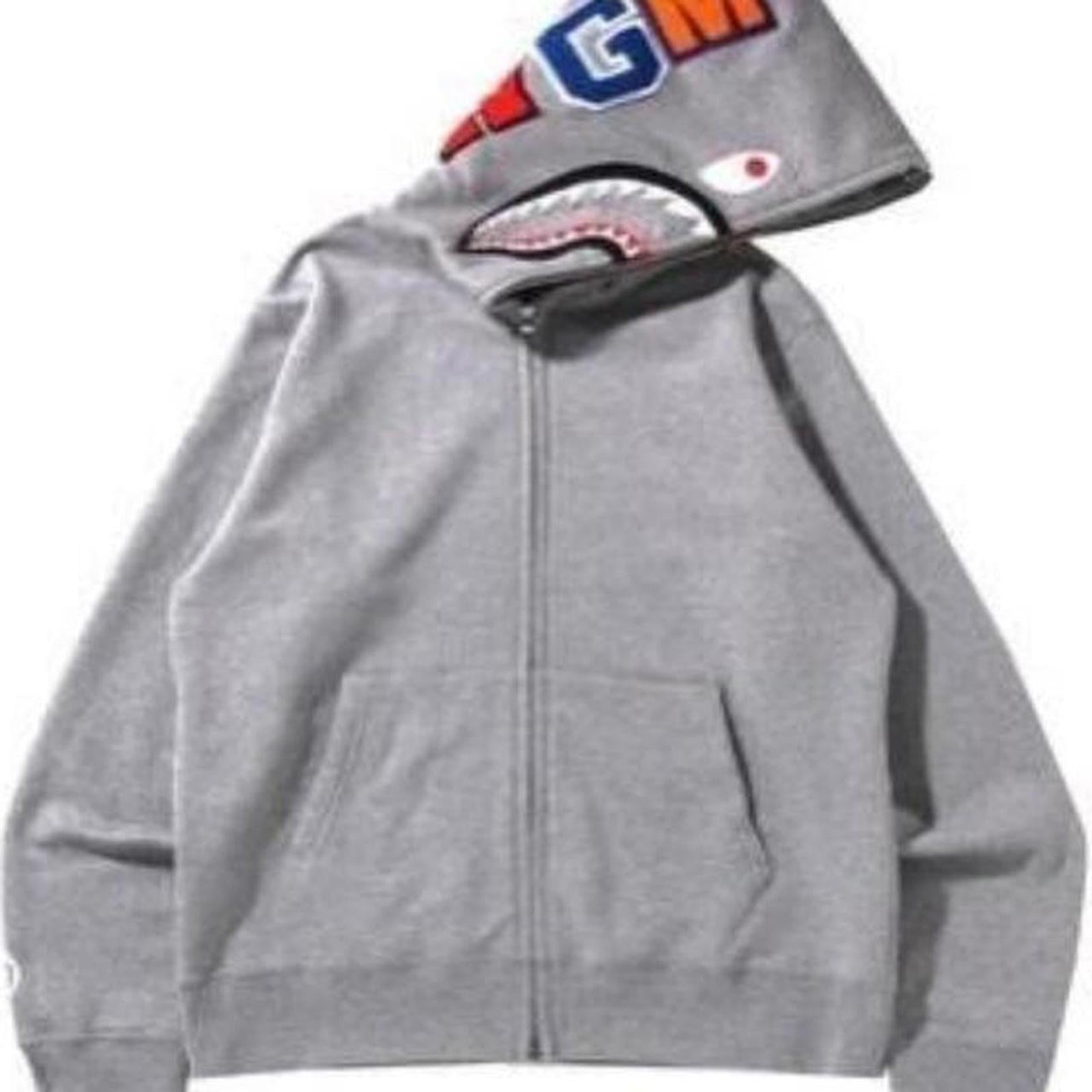 BAPE Grey Shark Full Zip Hoodie #streetwear