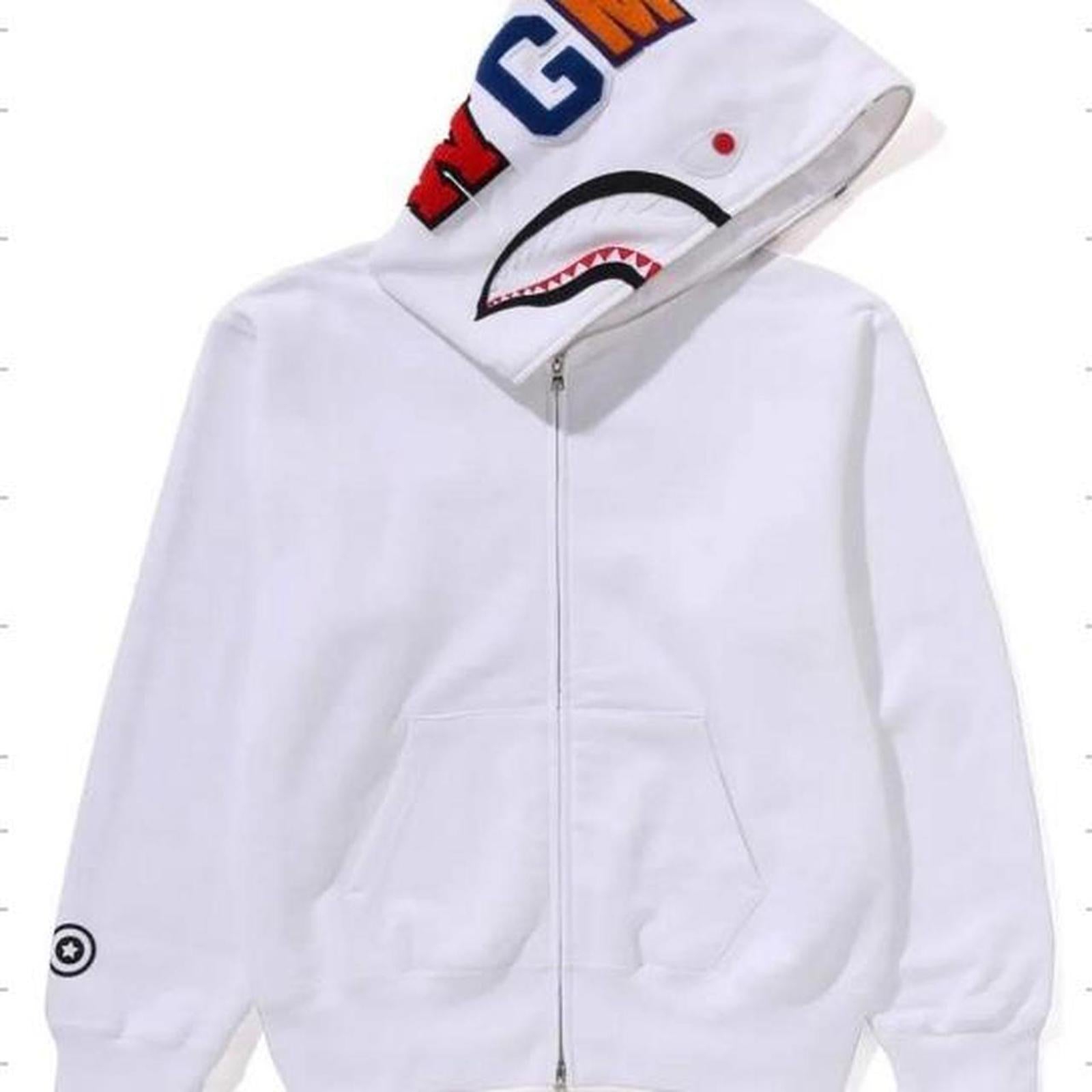 BAPE White Full Zip Hoodie - Small