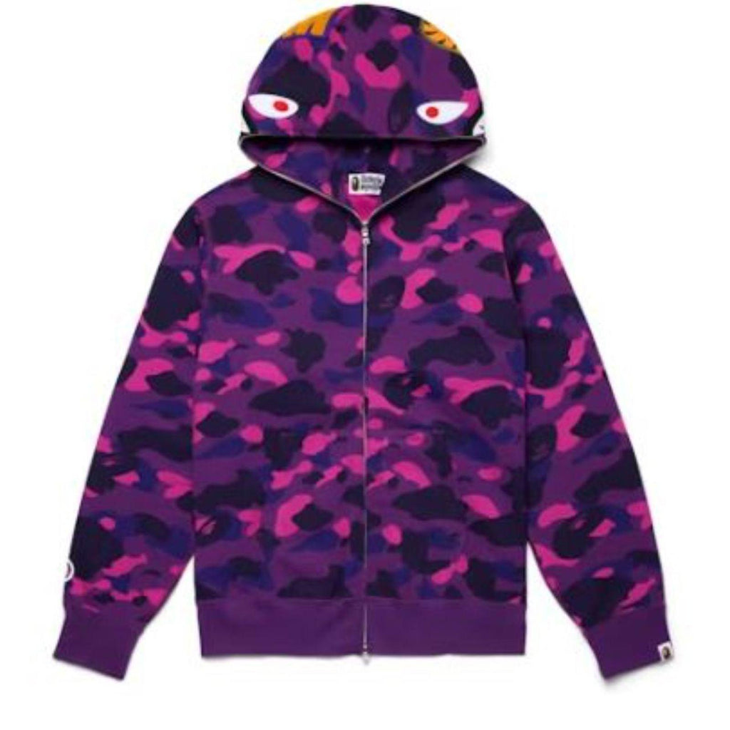 BAPE Purple Camo Shark Full Zip Hoodie – Size XL