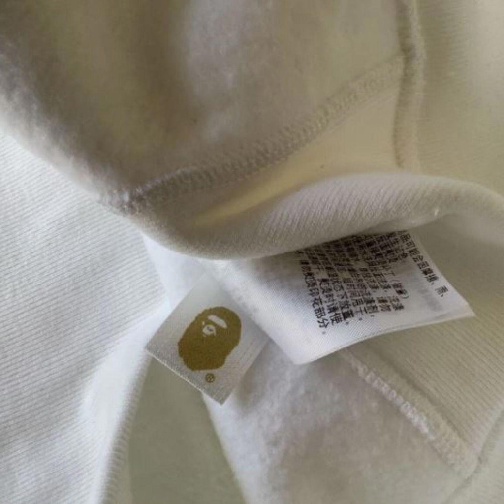 BAPE White Full Zip Hoodie - Large
