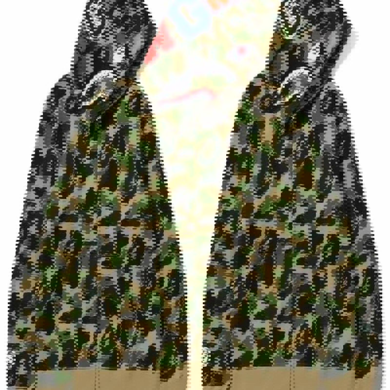 BAPE Green/Tan/Black Camo Full Zip Hoodie - XXL