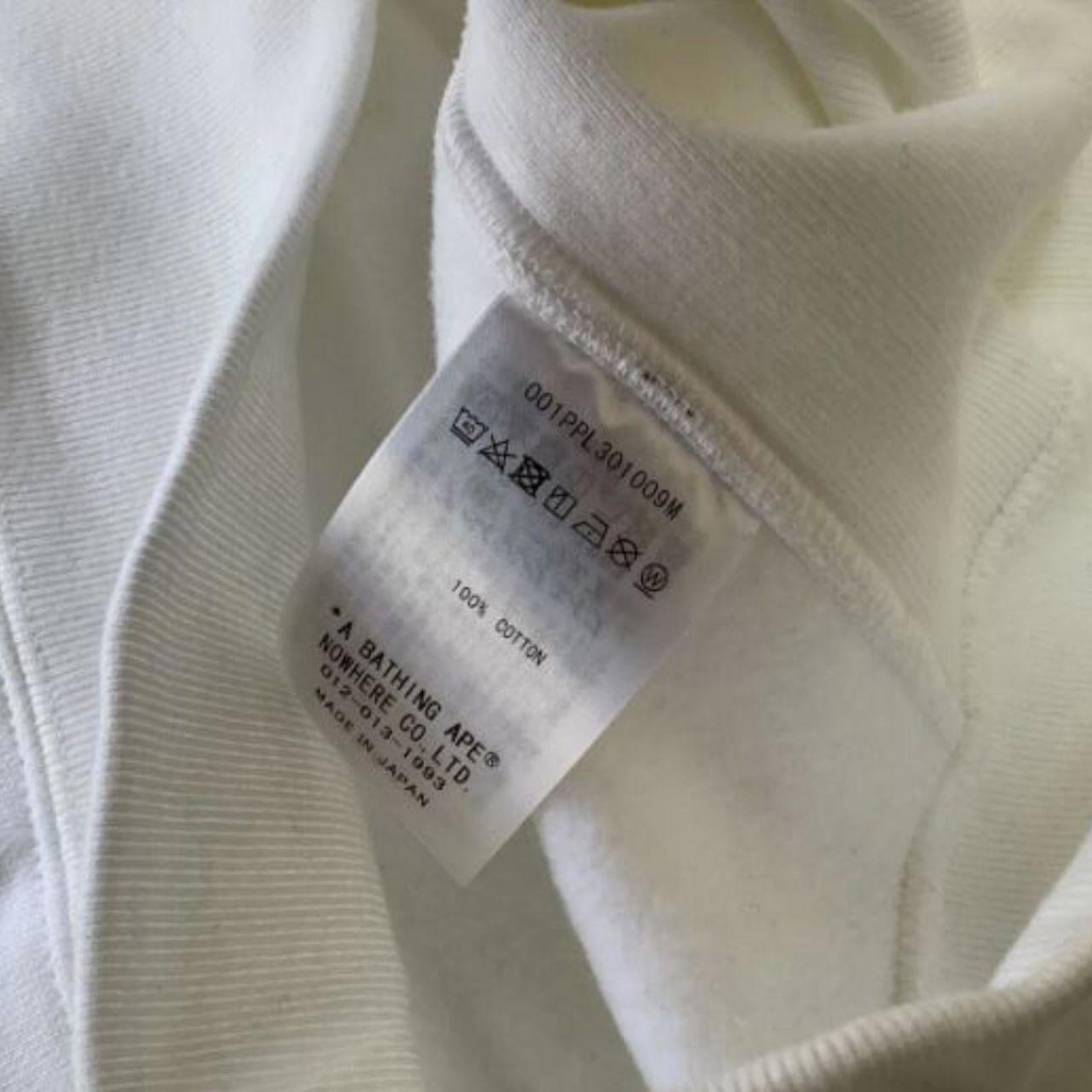 BAPE White Full Zip Hoodie - Small