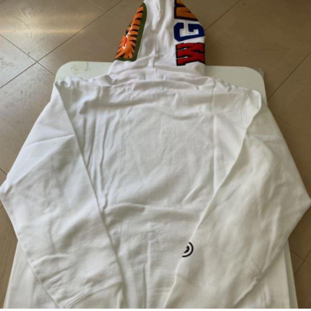 BAPE White Full Zip Hoodie - Large