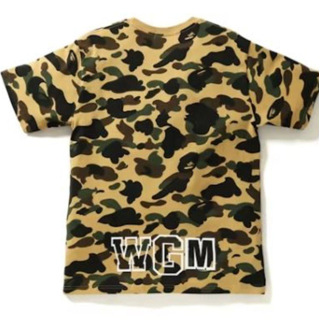 BAPE Shark Face Yellow / Green Camo WGM Tee – XL