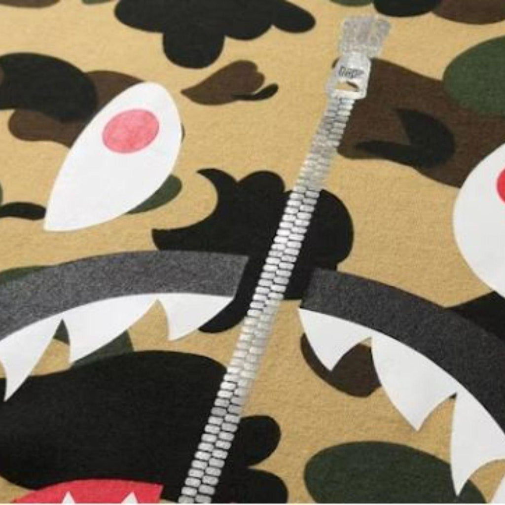 BAPE Shark Face Yellow / Green Camo WGM Tee – XXL