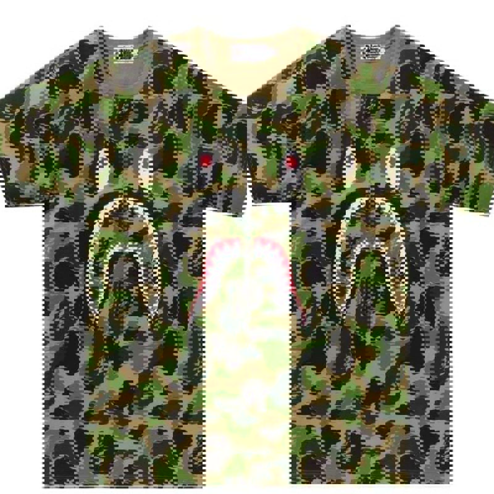 BAPE Green Camo Shark WGM Tee – XXL