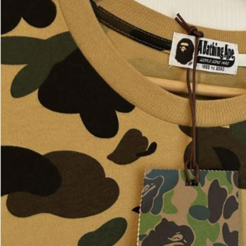BAPE Shark Face Yellow / Green Camo WGM Tee – XL