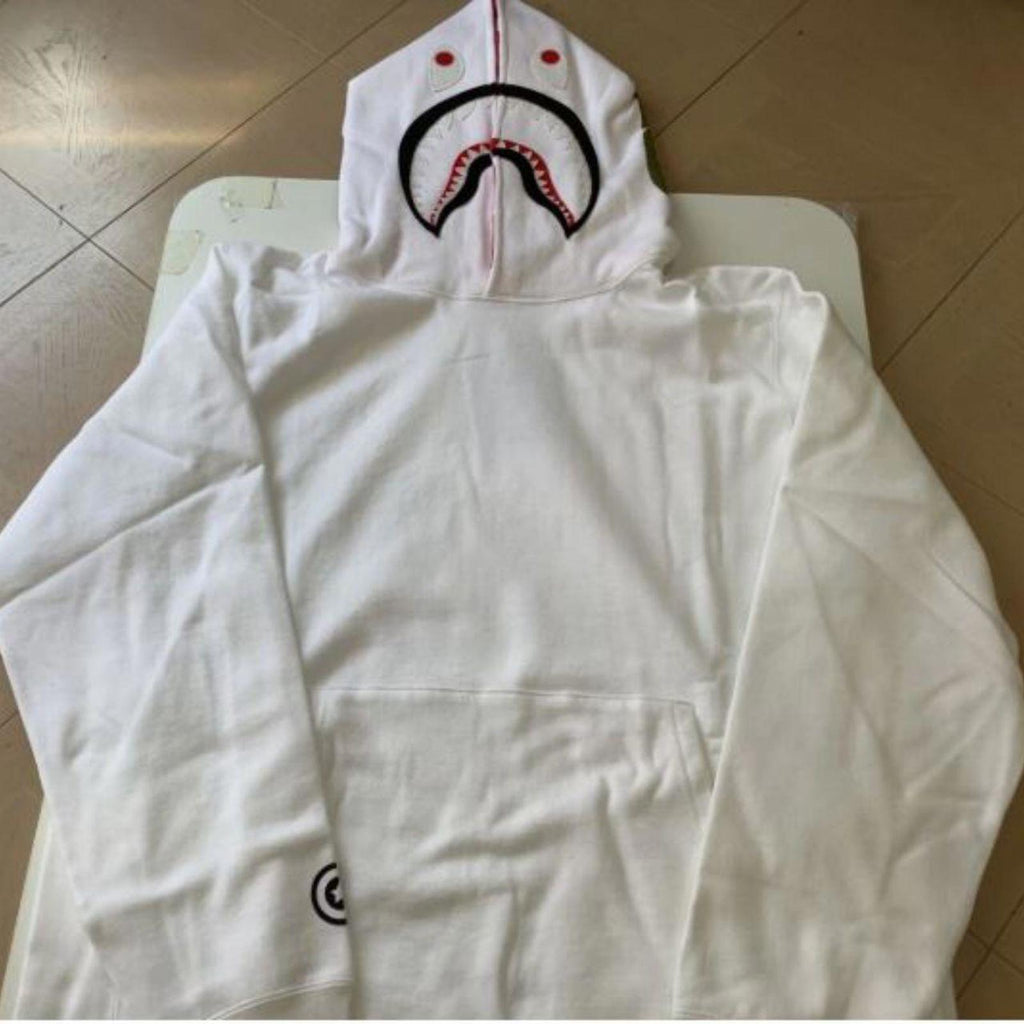 BAPE White Full Zip Hoodie - Small