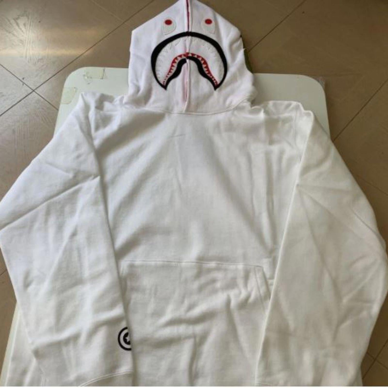 BAPE White Full Zip Hoodie - Small