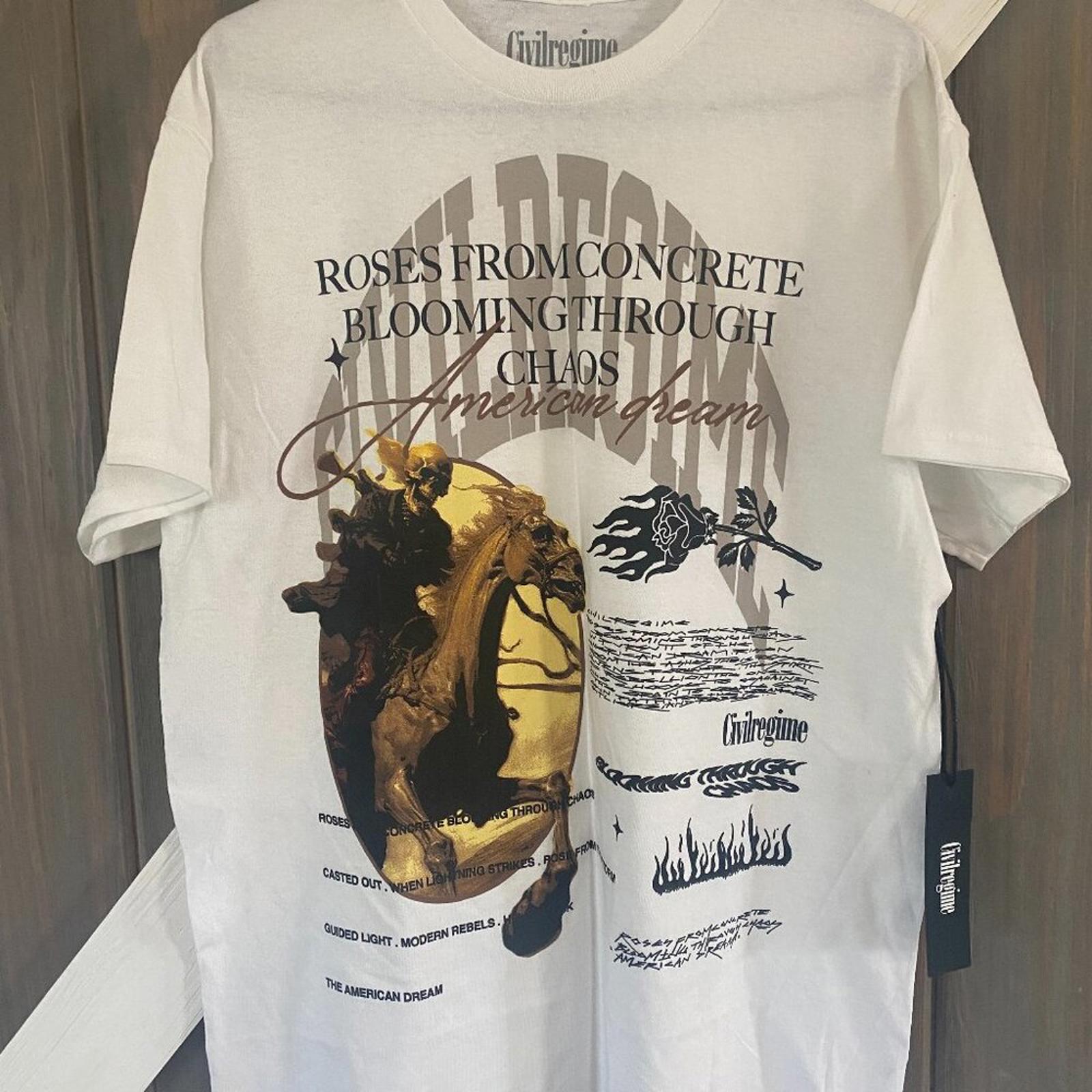 Civil Regime Graphic T-shirt, Size Large, White